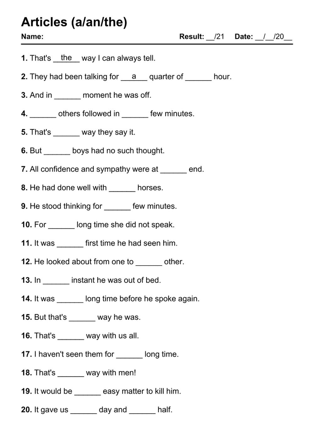 101 Articles PDF Worksheets With Answers 2145 Exercises Grammarism A An And The Articles Worksheets Free Printable Grammar Practice