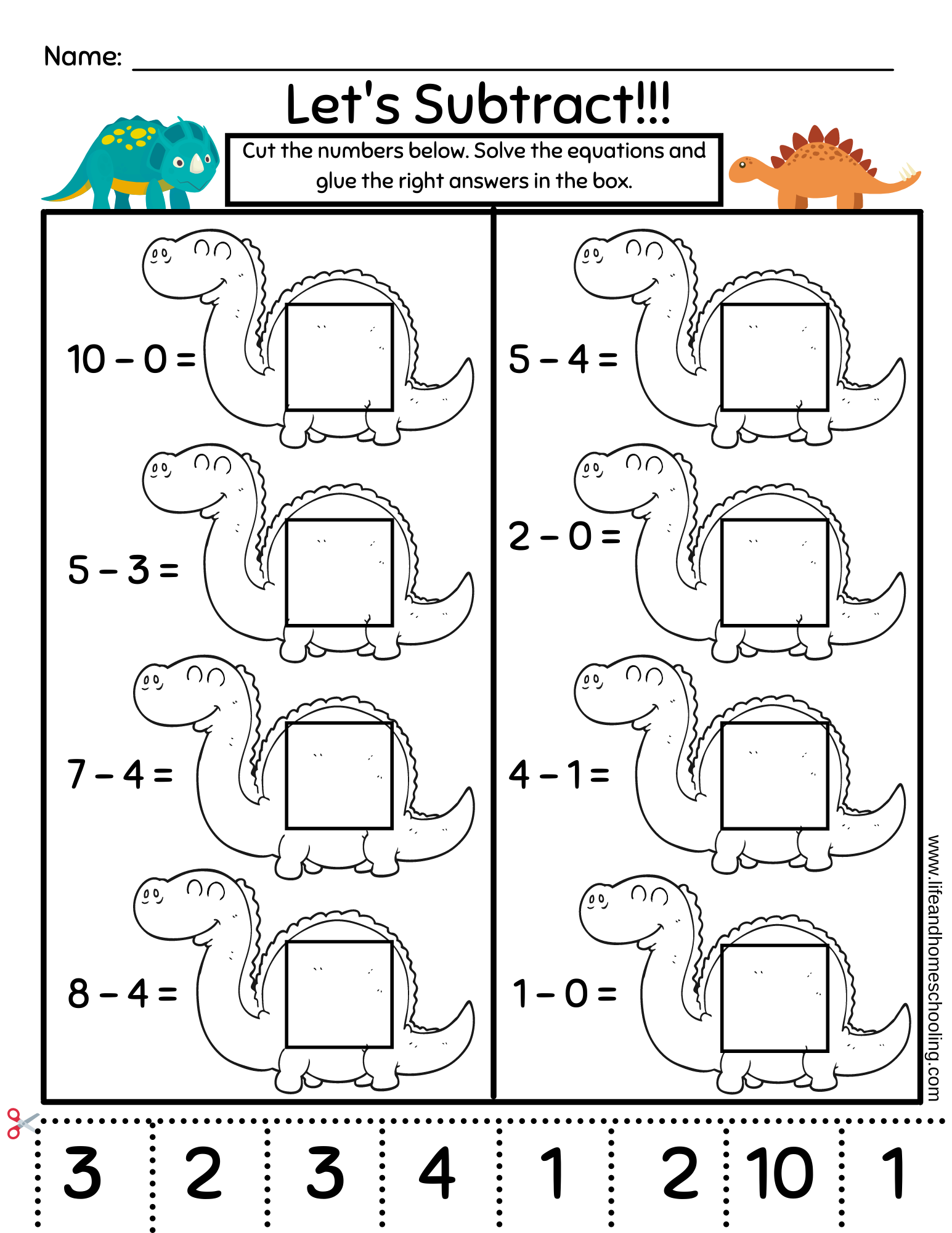 20 Printable Subtraction Worksheets Numbers 1 10 Preschool 1st Grade Math Etsy Sweden