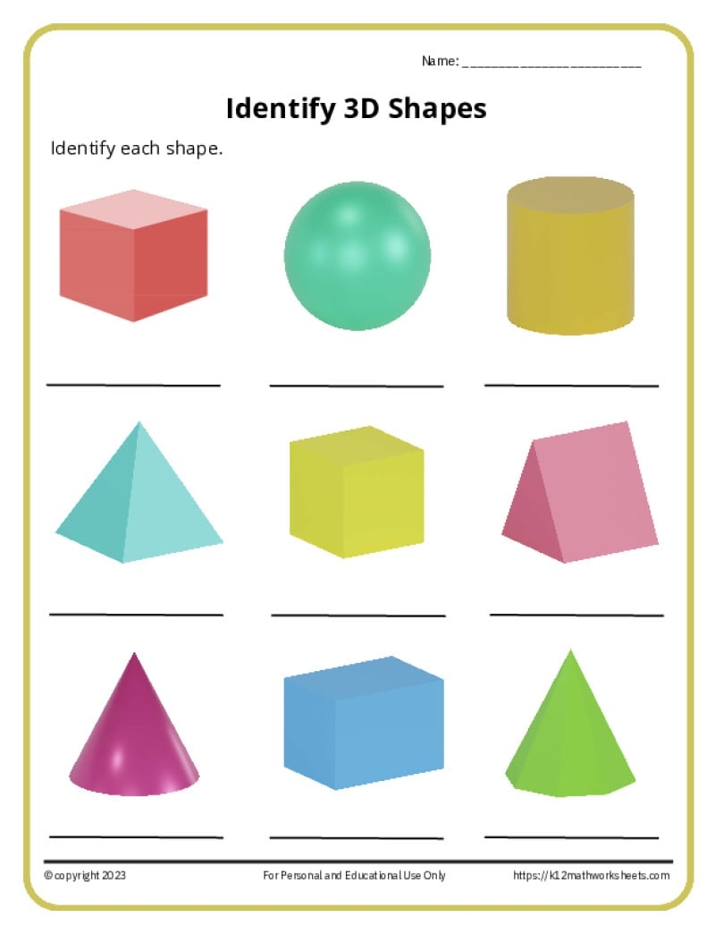 Kindergarten Printable 3d Shapes Naming Worksheet Made By Teachers