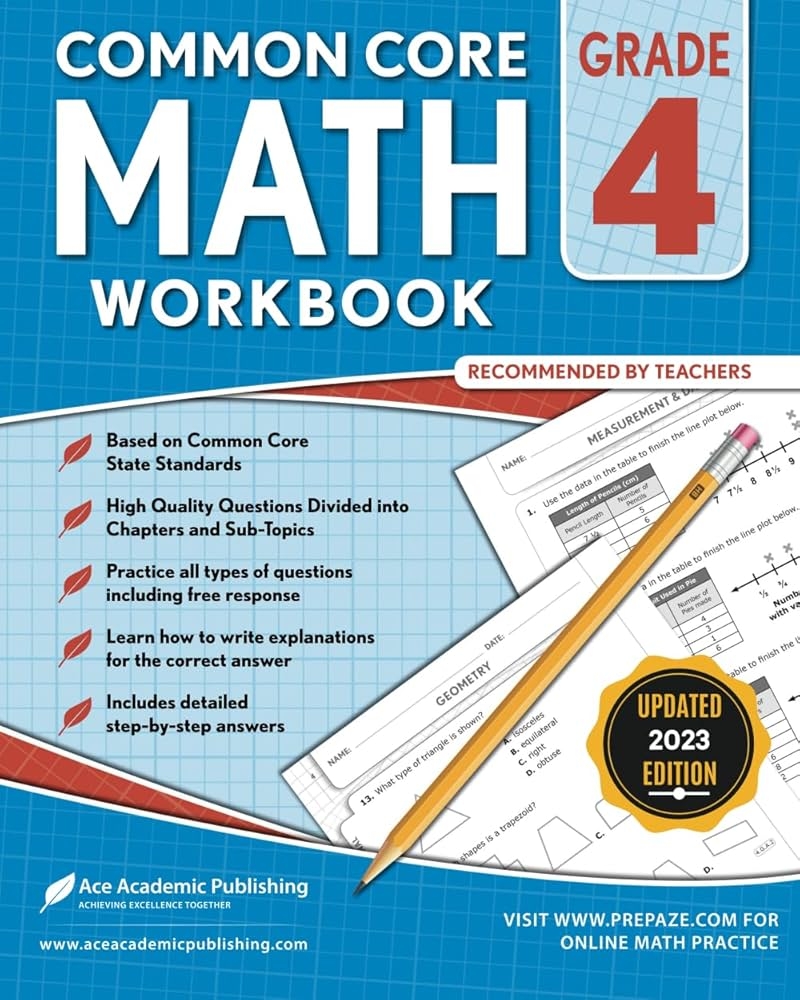 4th Grade Math Workbook CommonCore Math Workbook Publishing Ace Academic 9781949383034 Amazon Books