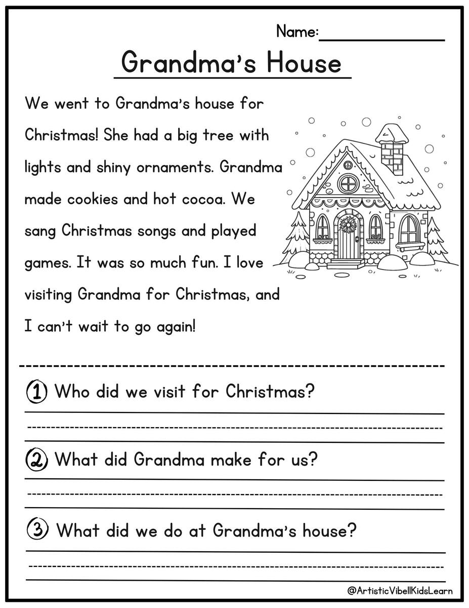 Holiday Christmas Themed Reading Comprehension Kindergarten First Grade Classful