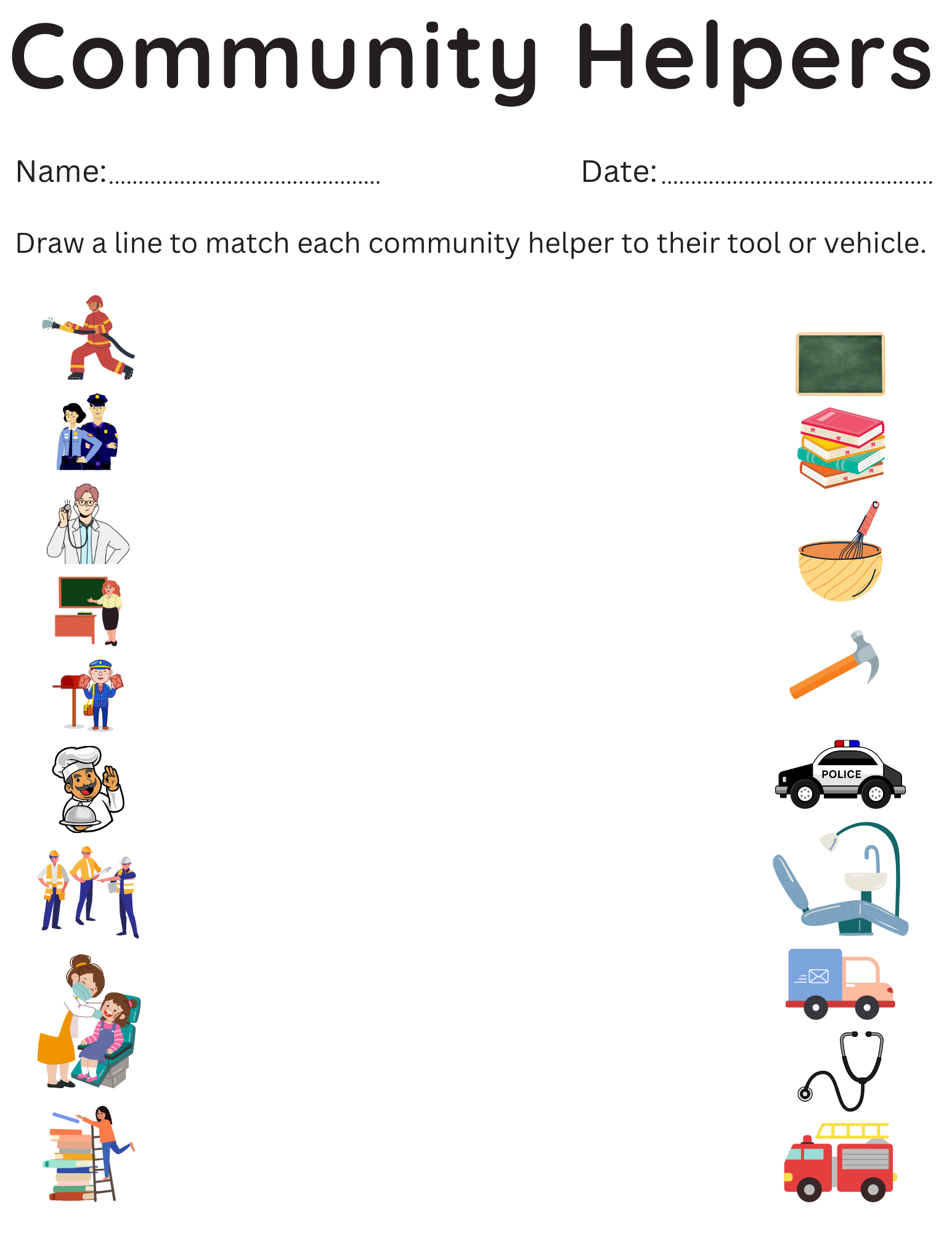 Activities Preschool Community Helpers Worksheets For Kindergarten Teaching Resources