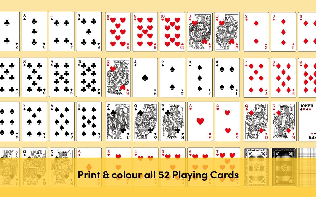 All 52 Playing Cards Full Deck Printable Instant Digital Download PDF DIY Playing Card Decks Classic English Artwork 2 Colours Etsy Israel
