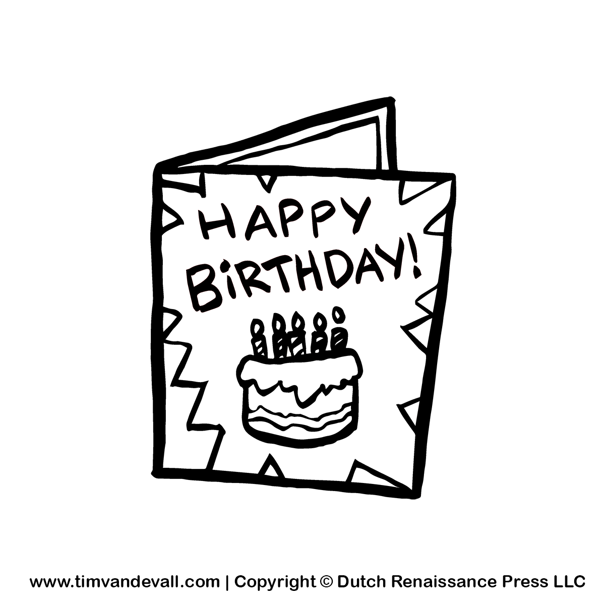 Birthday Card Bw Clipart Tim S Printables