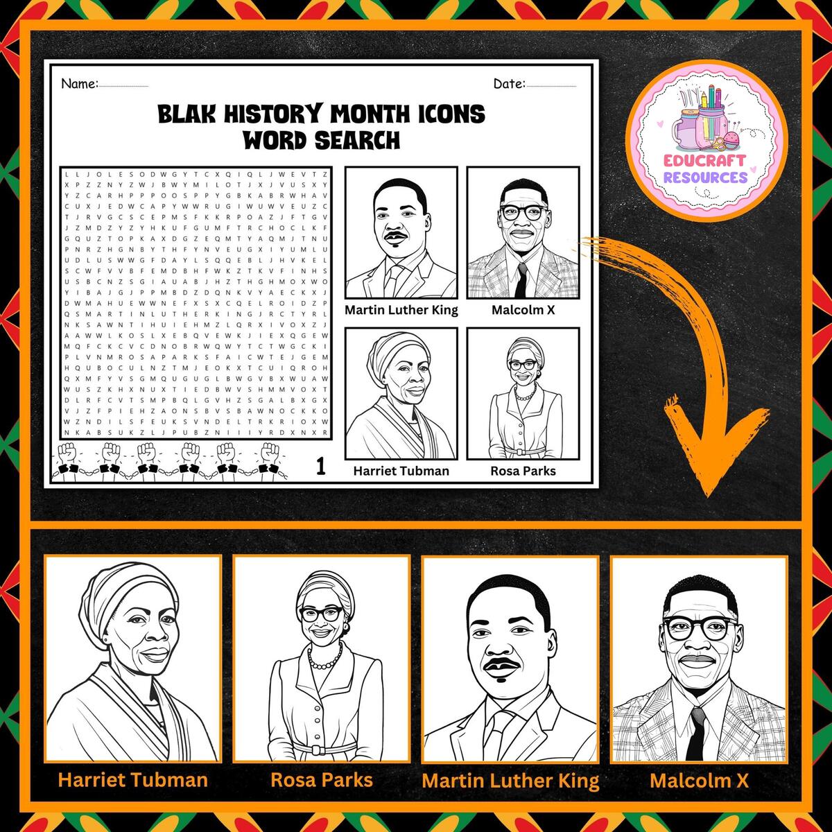Black History Month Coloring Word Search 46 Black Heroes Digital Resources BHM Made By Teachers