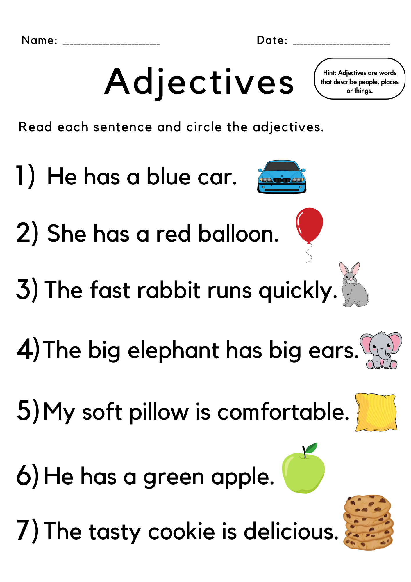 Circle The Adjective With Answers Worksheet For Grade 1 Made By Teachers Adjectives Worksheet Free Printable Digital PDF