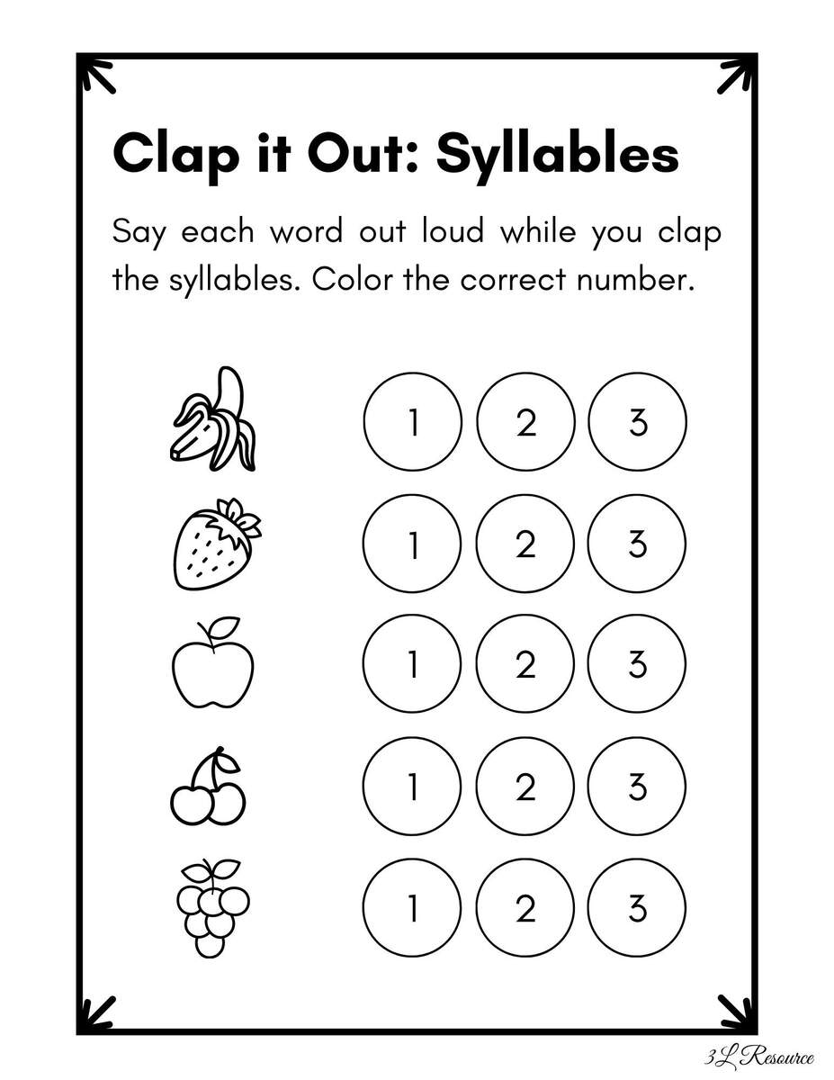 Clap It Out Syllables Worksheet Kindergarten Preschool Etsy Clap It Out Syllables Worksheet Kindergarten Preschool Etsy