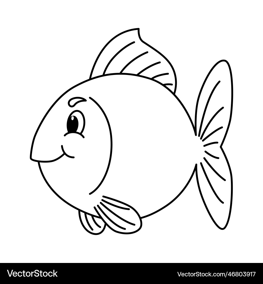 Cute Fish Cartoon Coloring Page For Kids Free Vector VectorStock