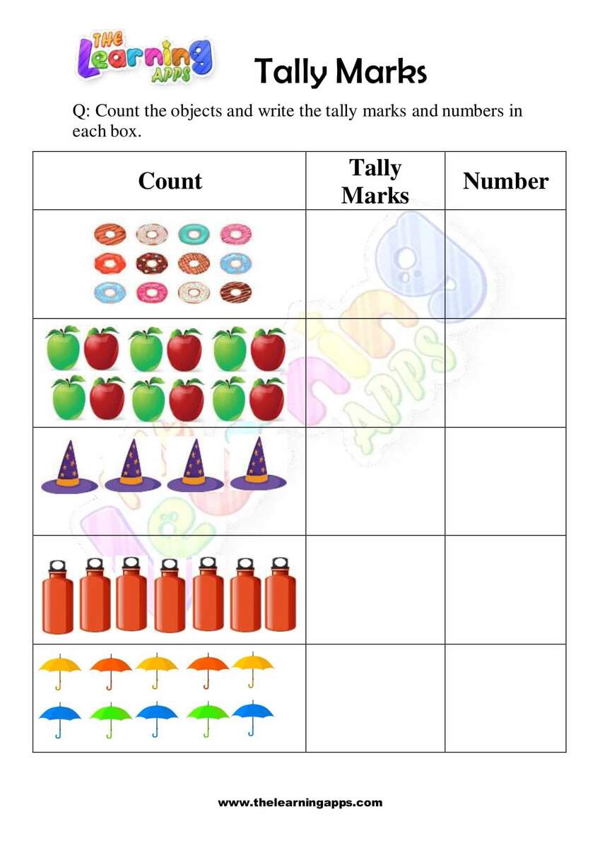 Download Our Free Printable Tally Mark Worksheet 05 For Kids