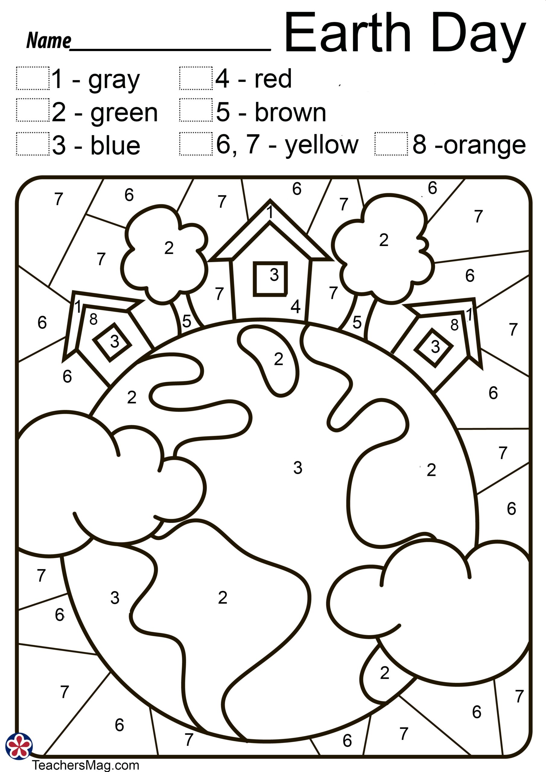 Earth Day Color By Number TeachersMag Earth Day Color By Number TeachersMag