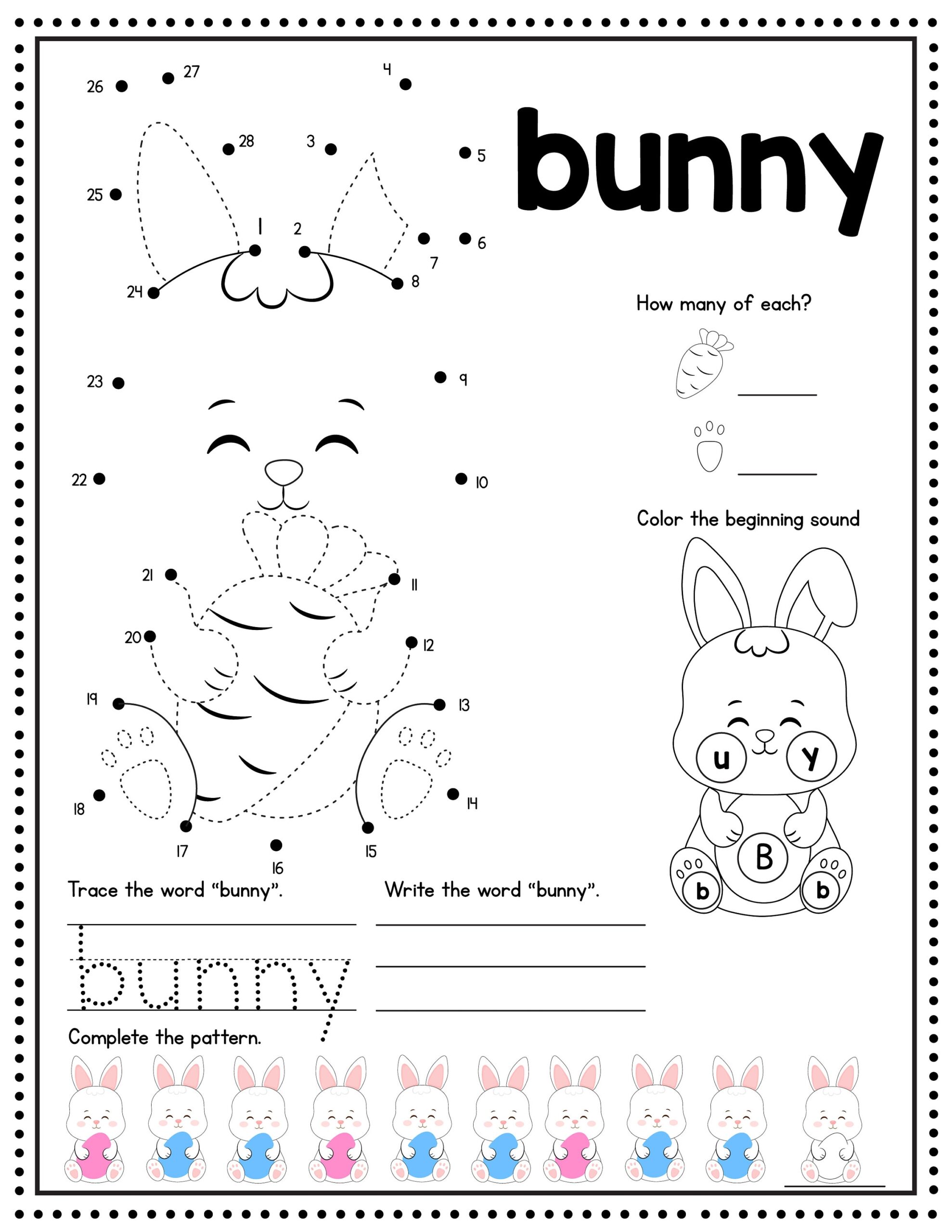 Easter Kindergarten Worksheet Printables For Kids Tracing Counting Spelling Coloring Sheets Activities Instant Download 10 Pages Etsy