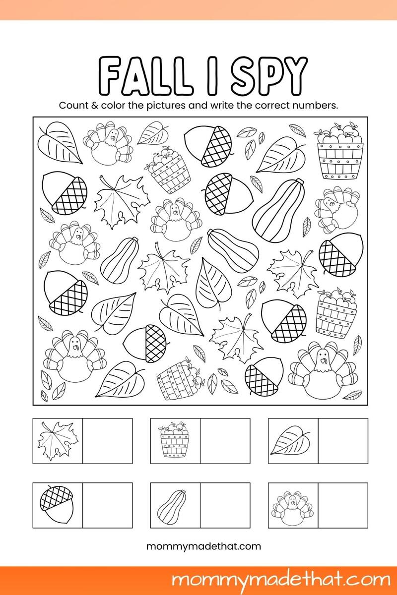Free Printable Fall I Spy Game For Kids Pjs And Paint