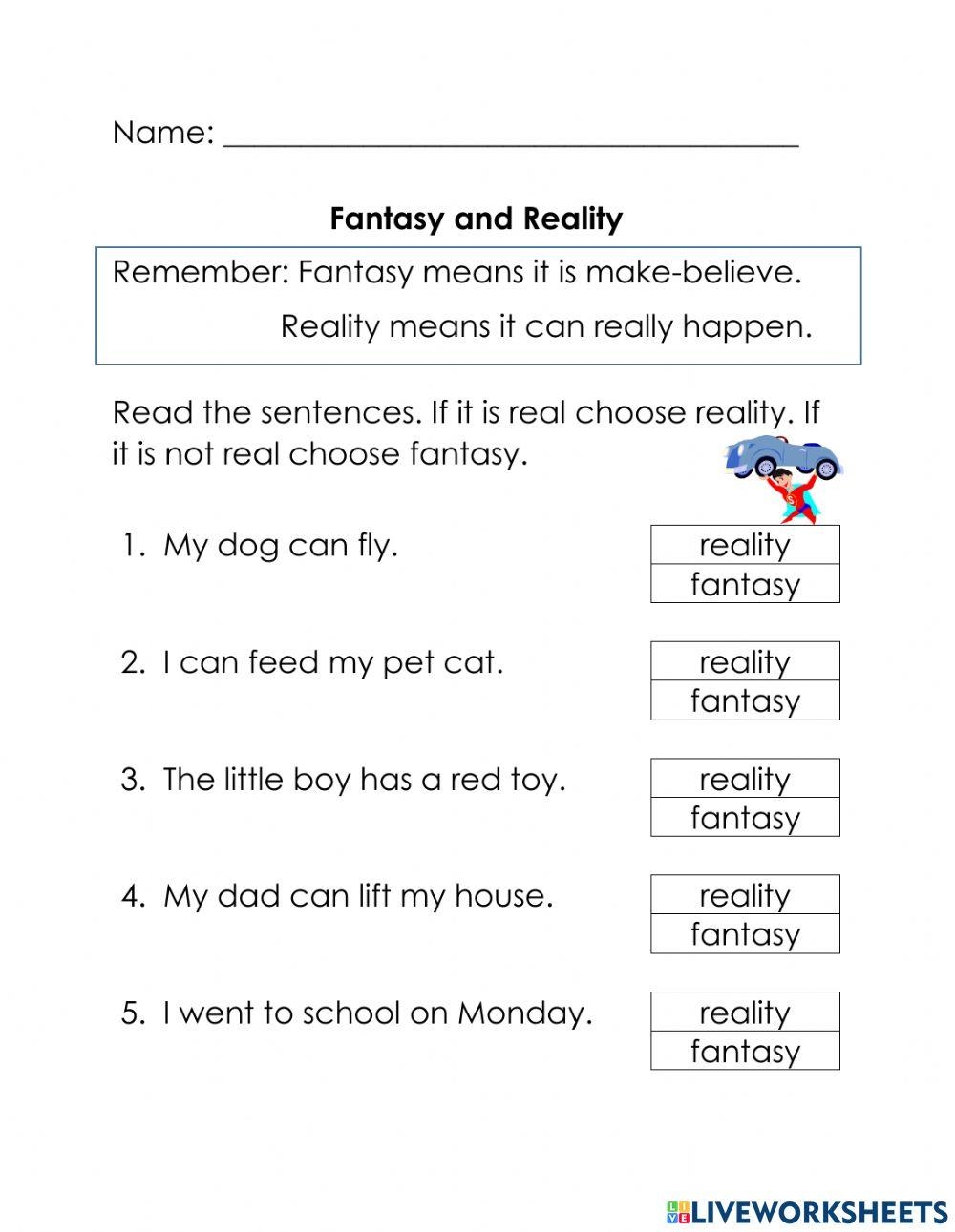 Fantasy And Reality Activity Worksheets Library Fantasy And Reality Activity Worksheets Library