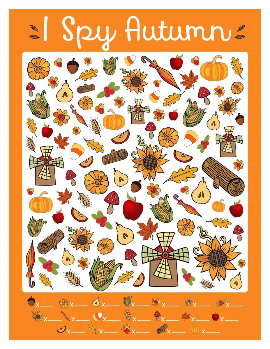 Free I Spy Autumn Printable Game Www TeepeeGirl