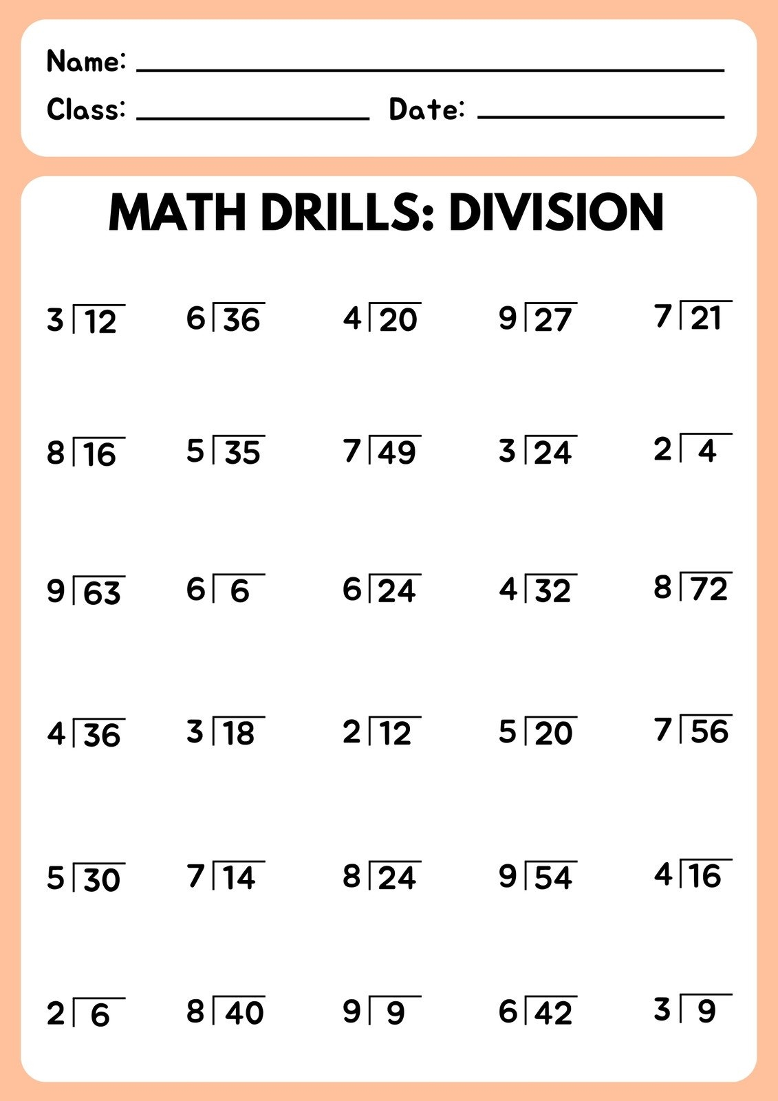 Free To Edit And Print Division Worksheet Templates Canva