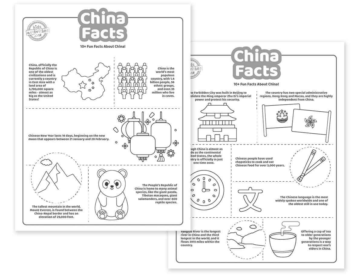 Fun China Facts Coloring Pages Kids Activities Blog FREE Printable All About China Book For Kids Book To Color Learn