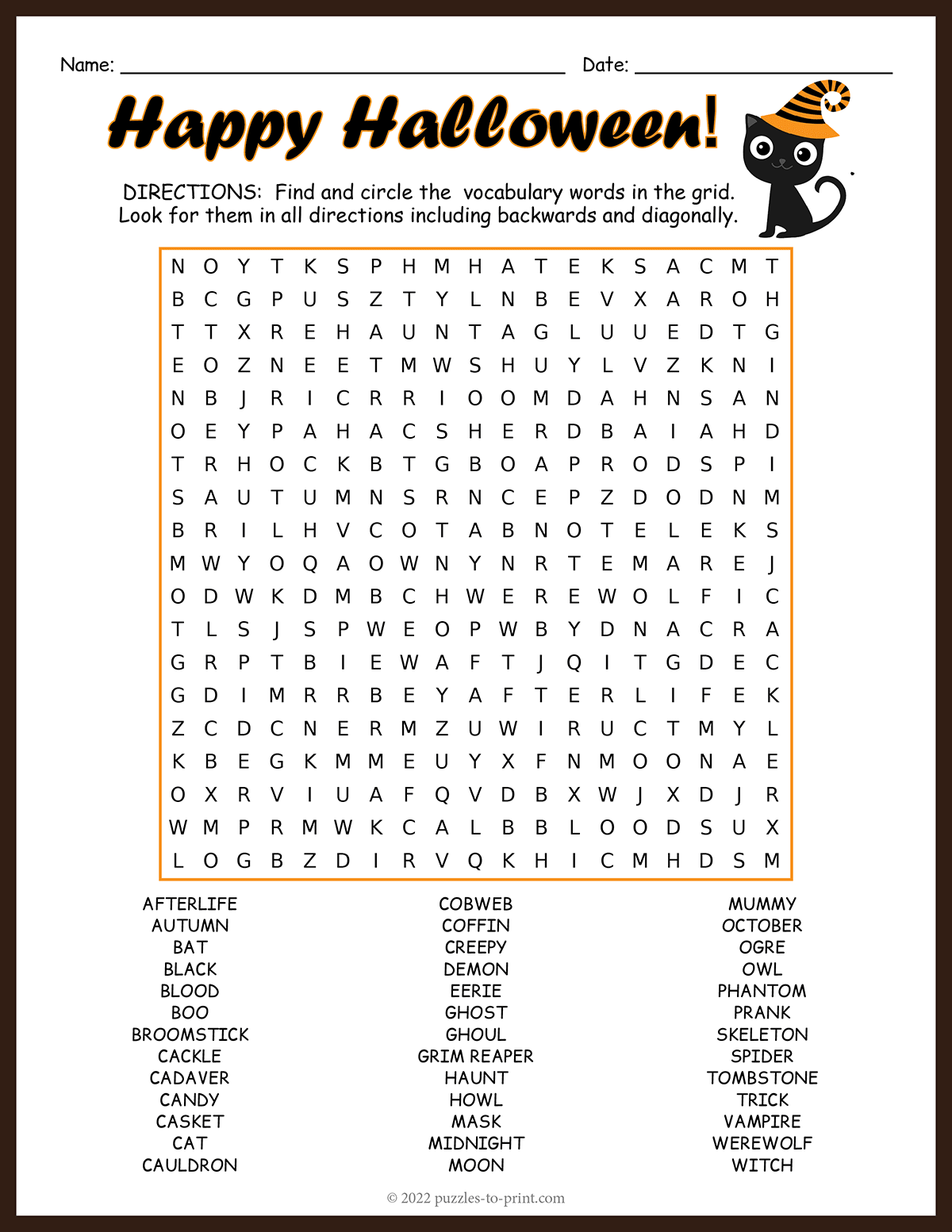 Halloween Word Search Free Printable Puzzles Free Printables Lettering SVG Files Tools Apps