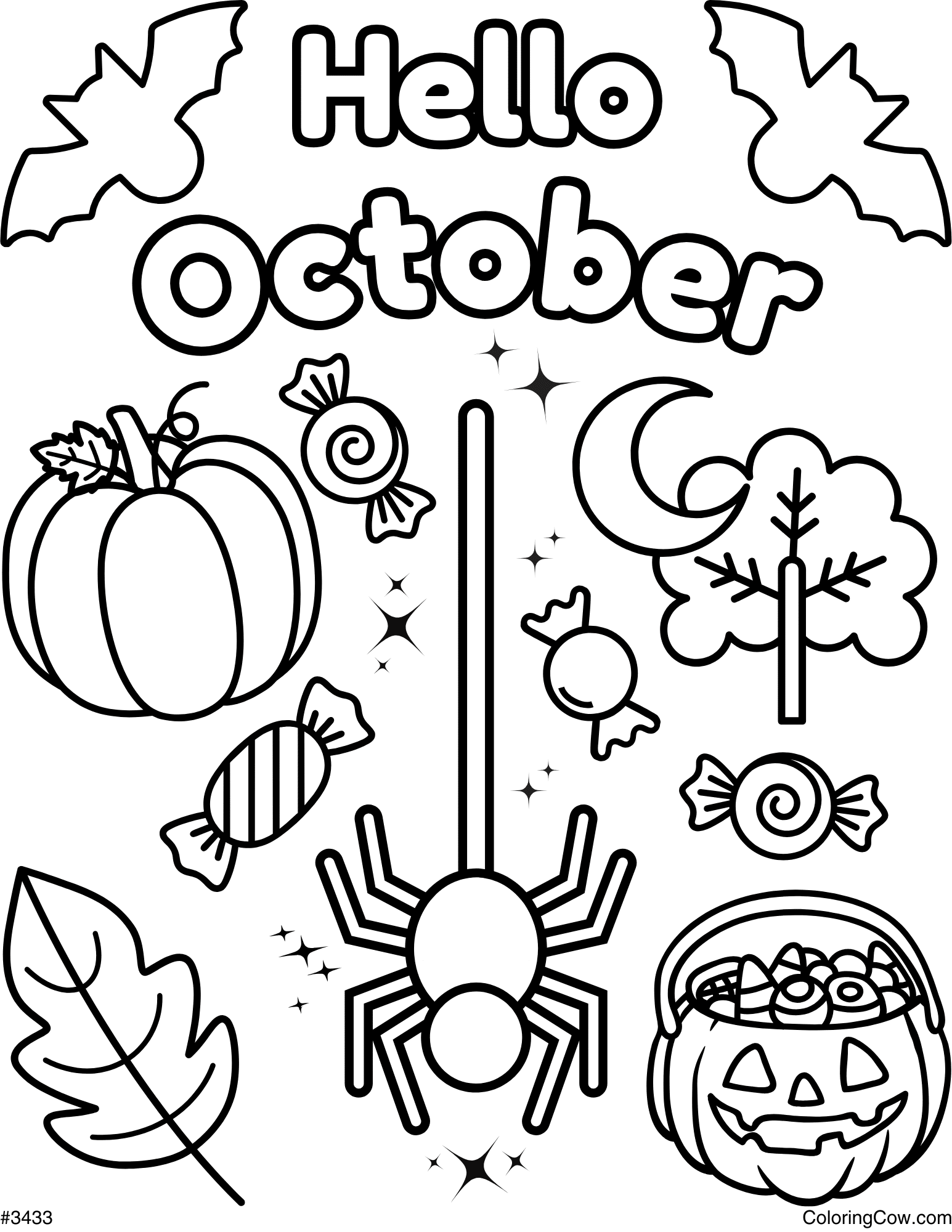 Hello October Coloring Page Hello October Coloring Page