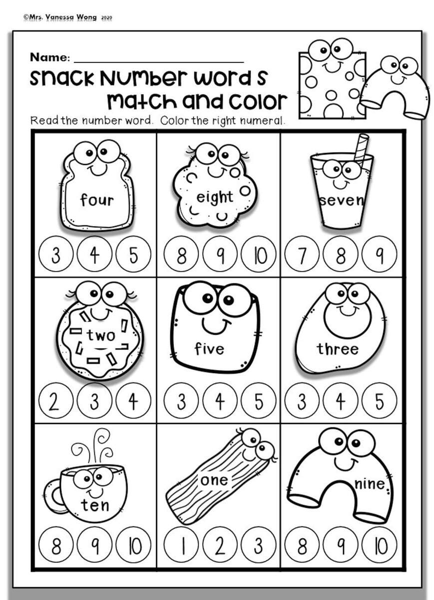 Kindergarten Math Worksheets Numbers 1 10 Number Words PDF Etsy Sweden