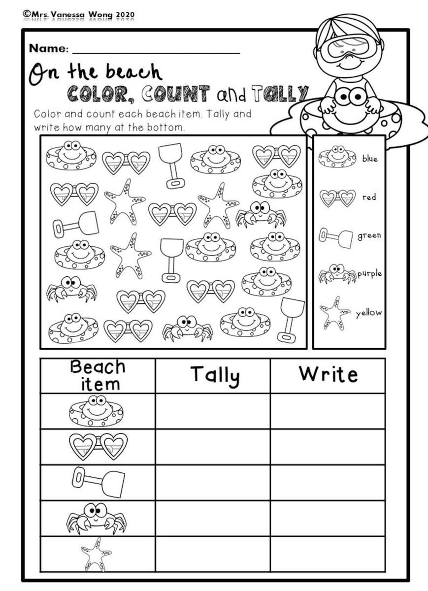 Kindergarten Math Worksheets Numbers 1 10 Tally Marks PDF Pattern Etsy