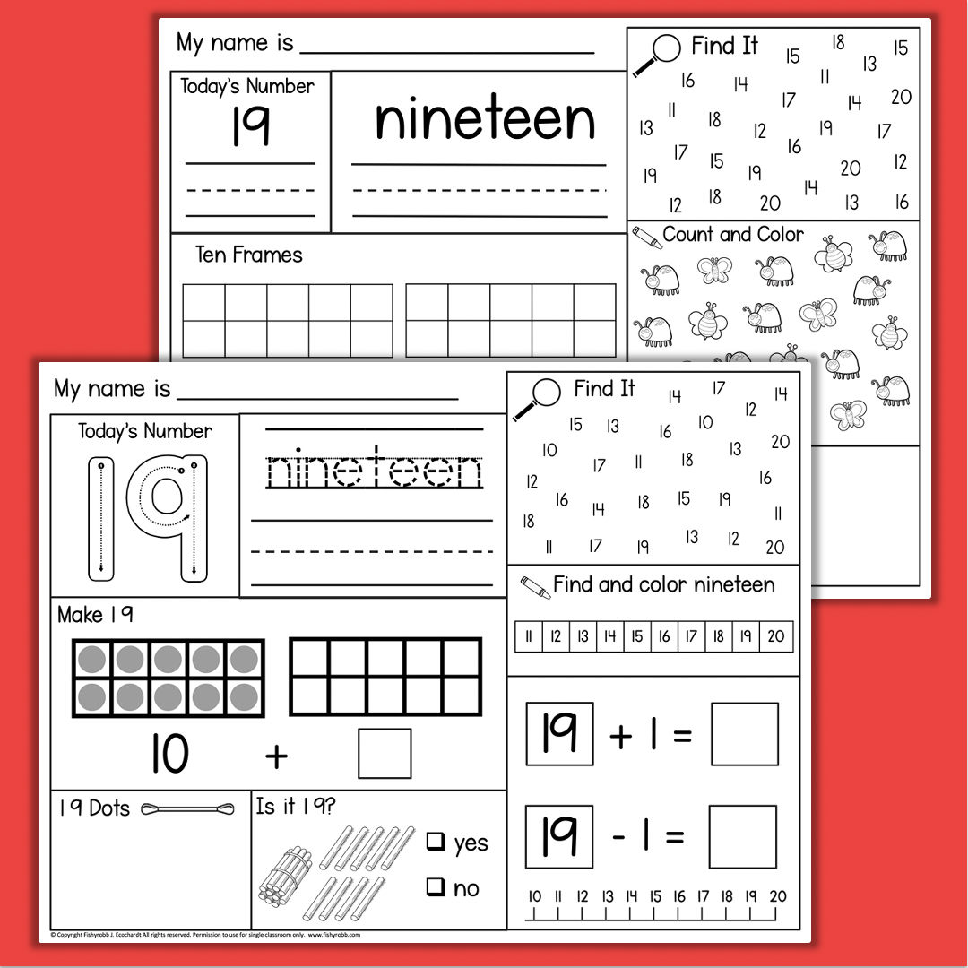 Kindergarten Number Of The Day Daily Math Worksheets Counting Numbers 1 To 20 Made By Teachers