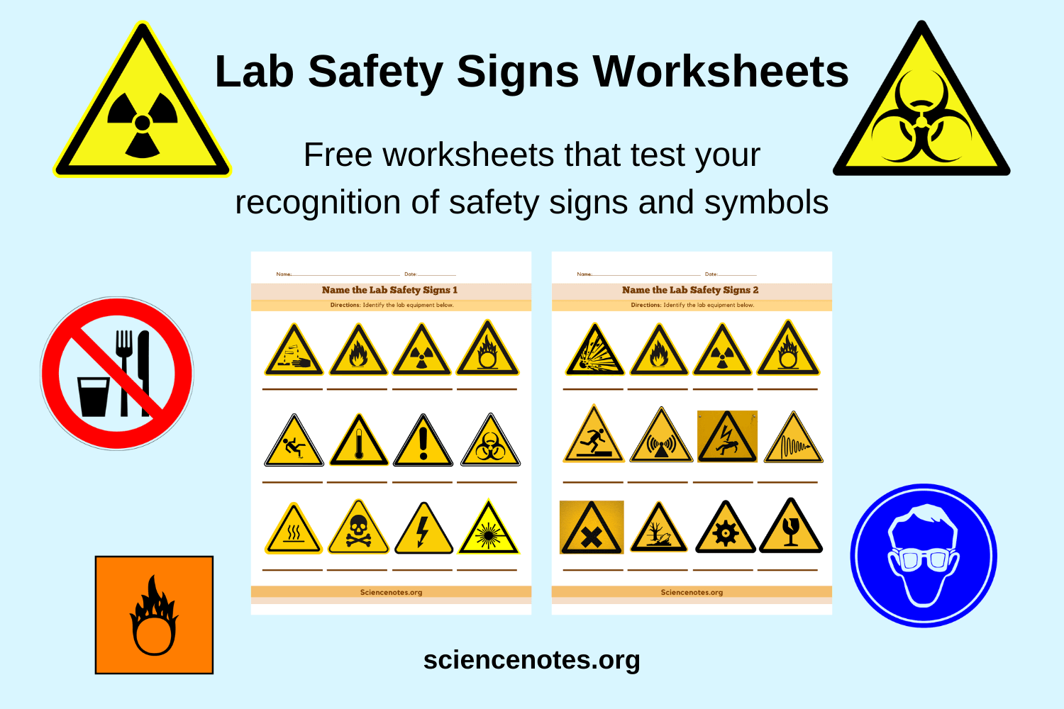 Lab Safety Signs Worksheets Lab Safety And Hazard Symbols KS3 Science Worksheets Library