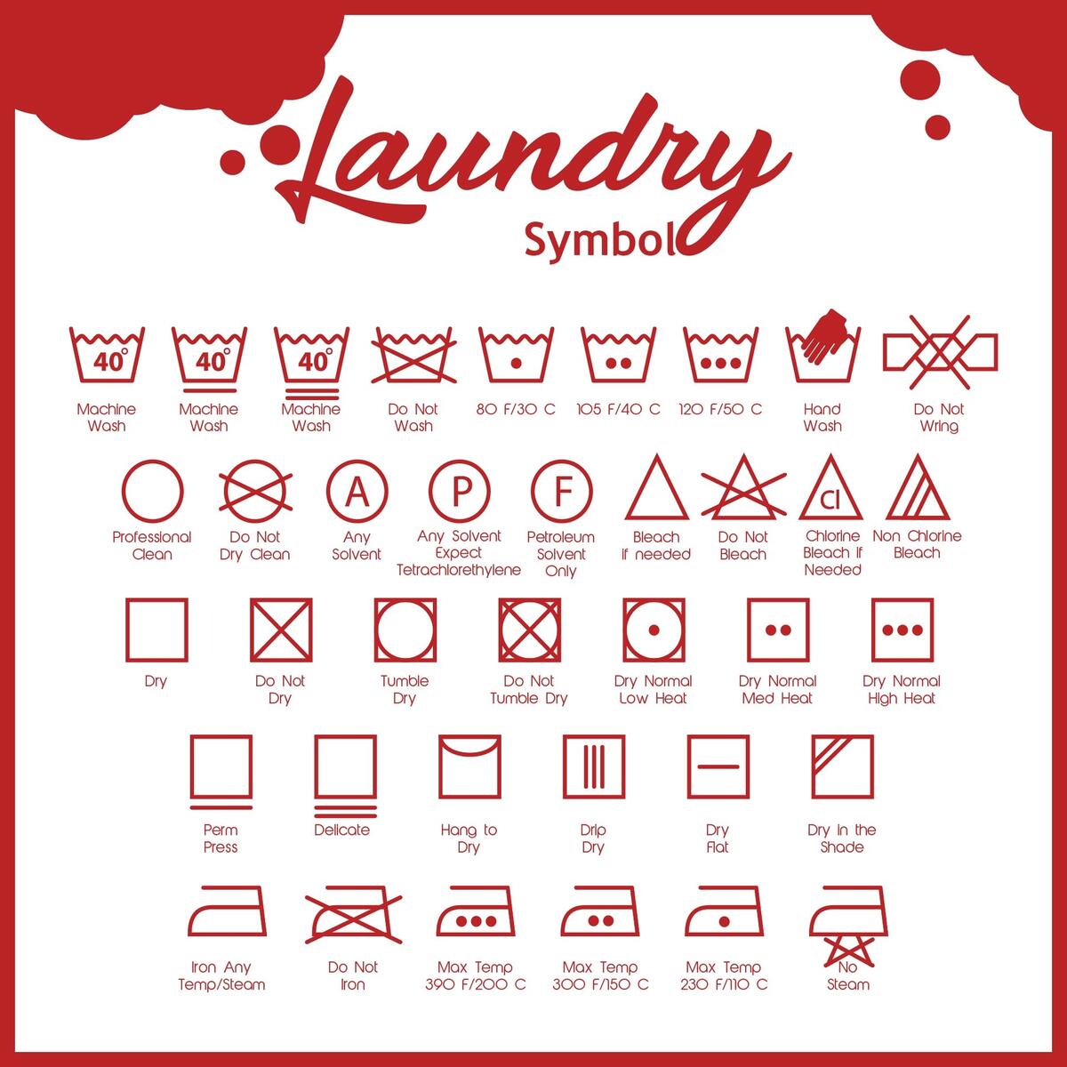 Laundry Care Symbol Chart 10 Free PDF Printables Printablee