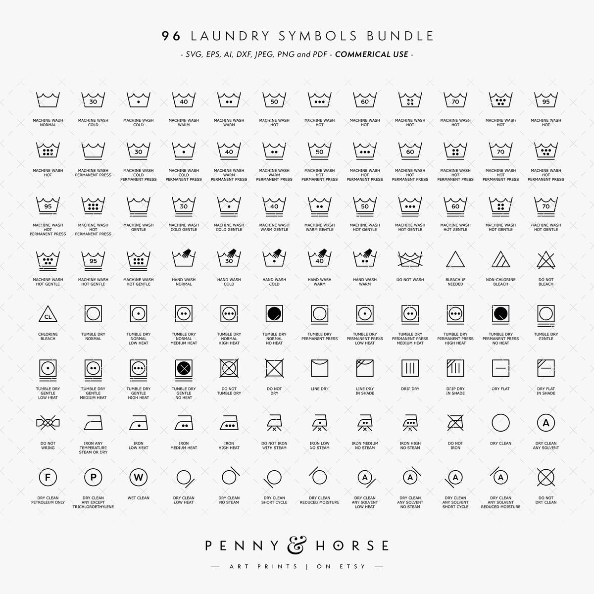 Laundry Symbols SVG Vector Bundle Wash Label Icons Svg Laundry Icons Svg Washing Guide Laundry Guide Svg Eps Png Commercial License Etsy Norway
