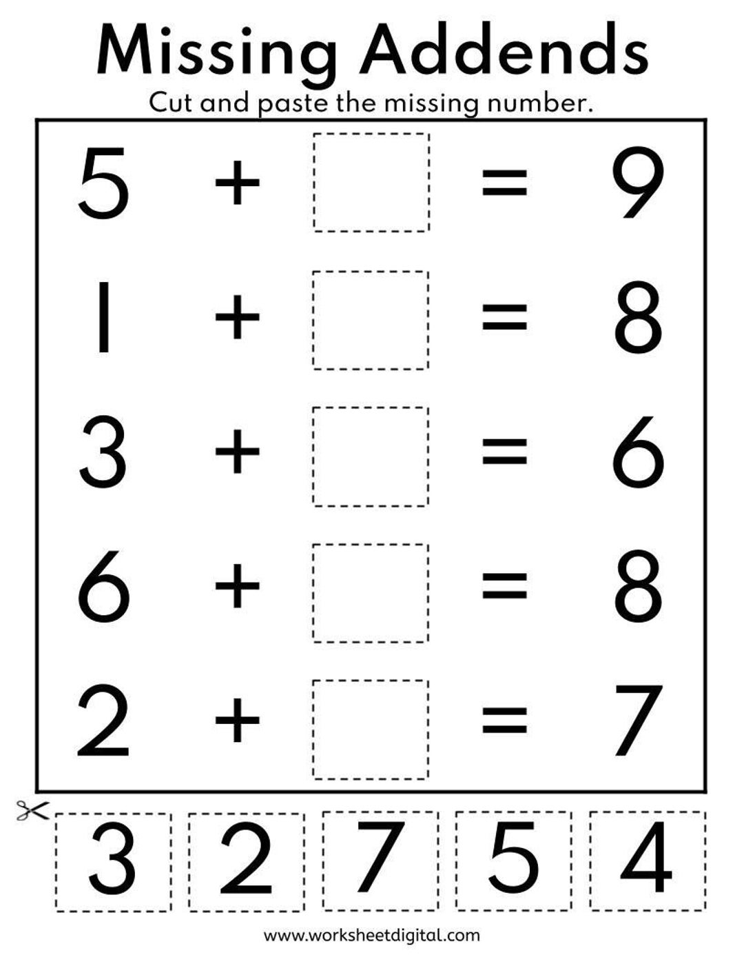 Missing Addend Worksheets Superstar Worksheets