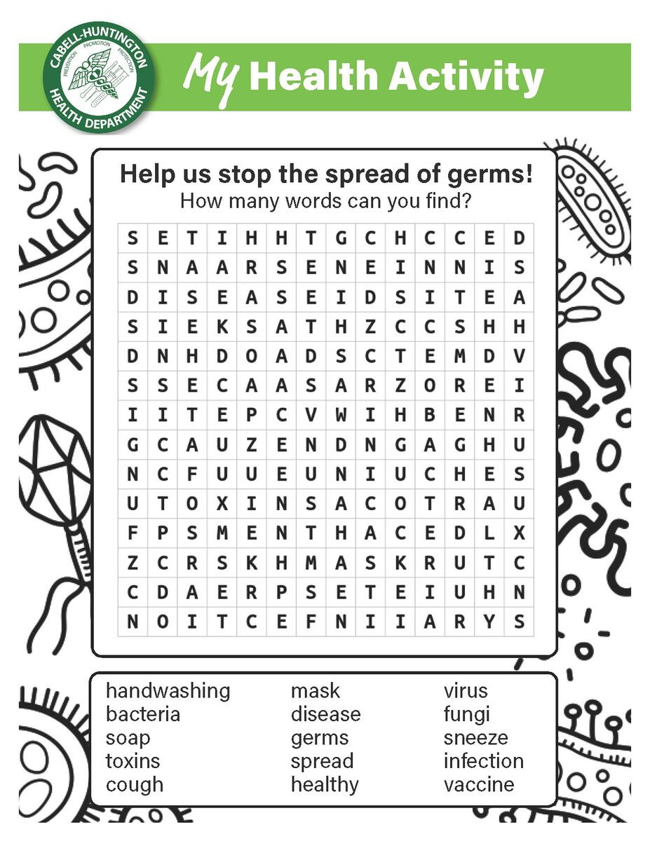 My Health Activity Sheets For Children Cabell Huntington Health Department