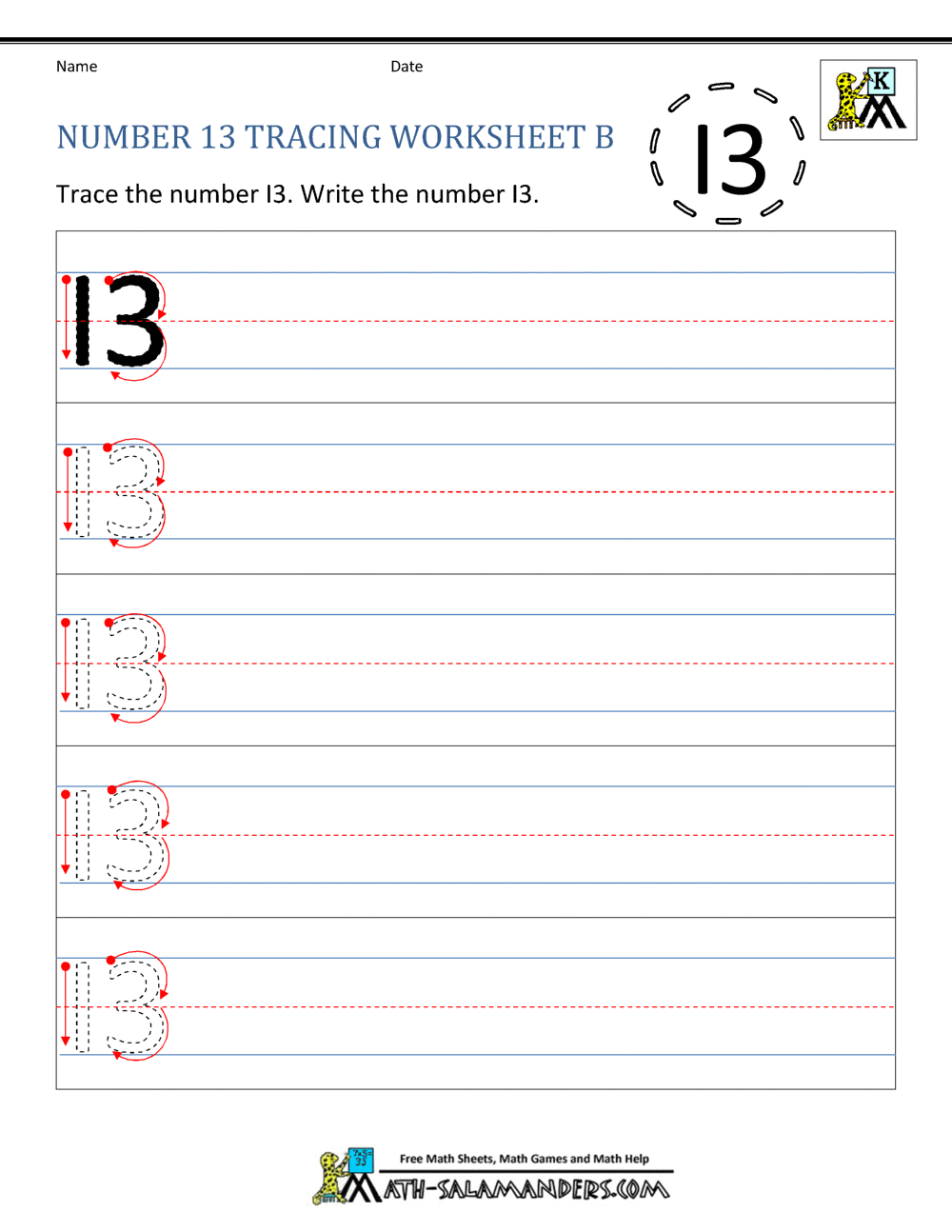 Number 13 Worksheets For Preschool Number 13 Worksheets For Preschool