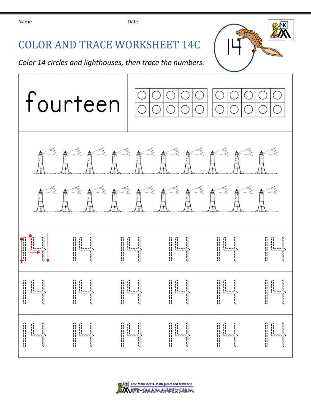 Number 14 Worksheets For Preschool