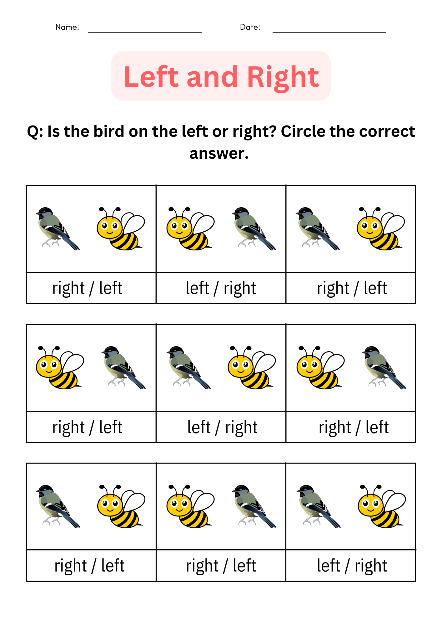 Positional Words Pratice Worksheets Helloprintable