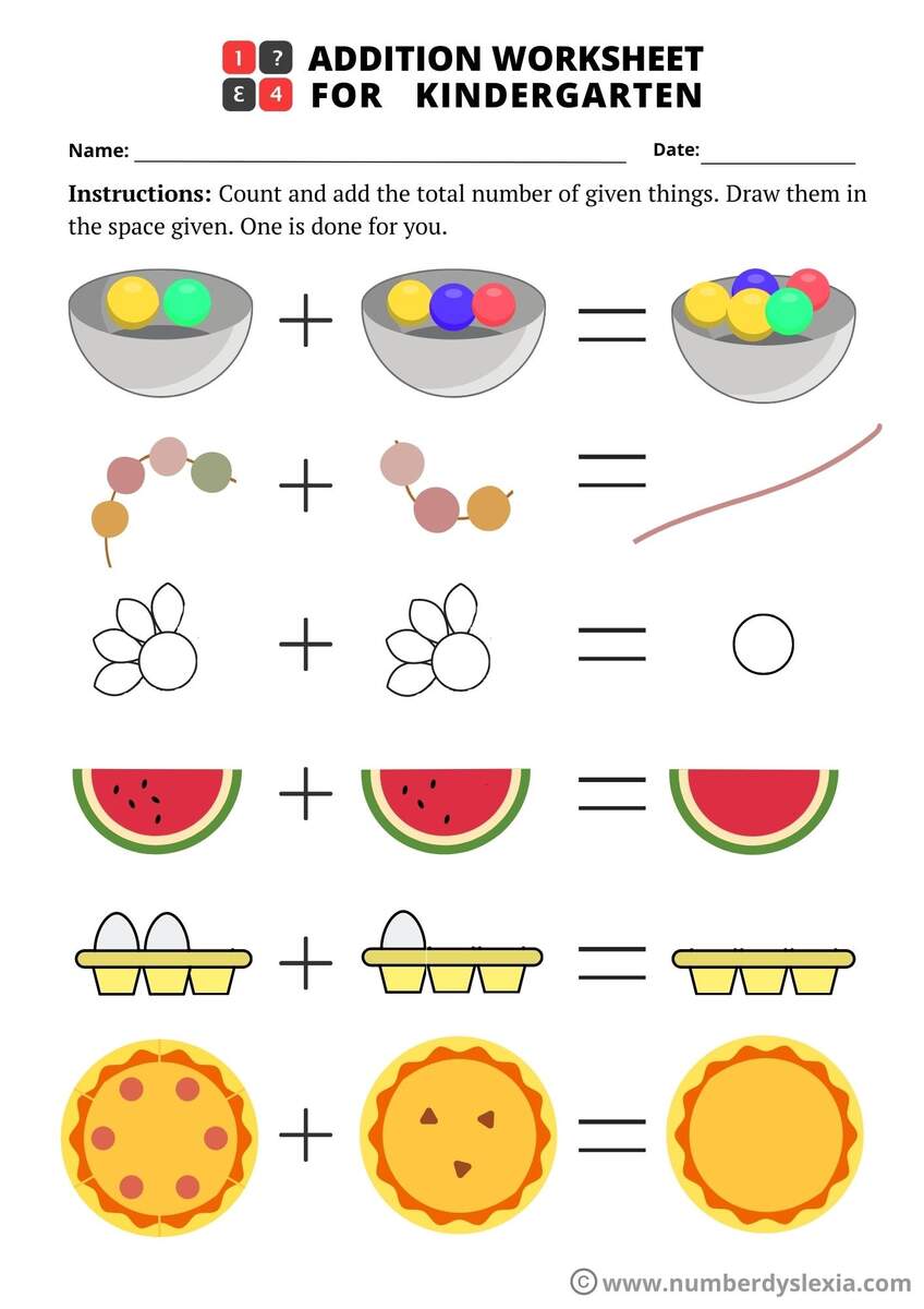 Addition And Subtraction Worksheets For Kindergarten