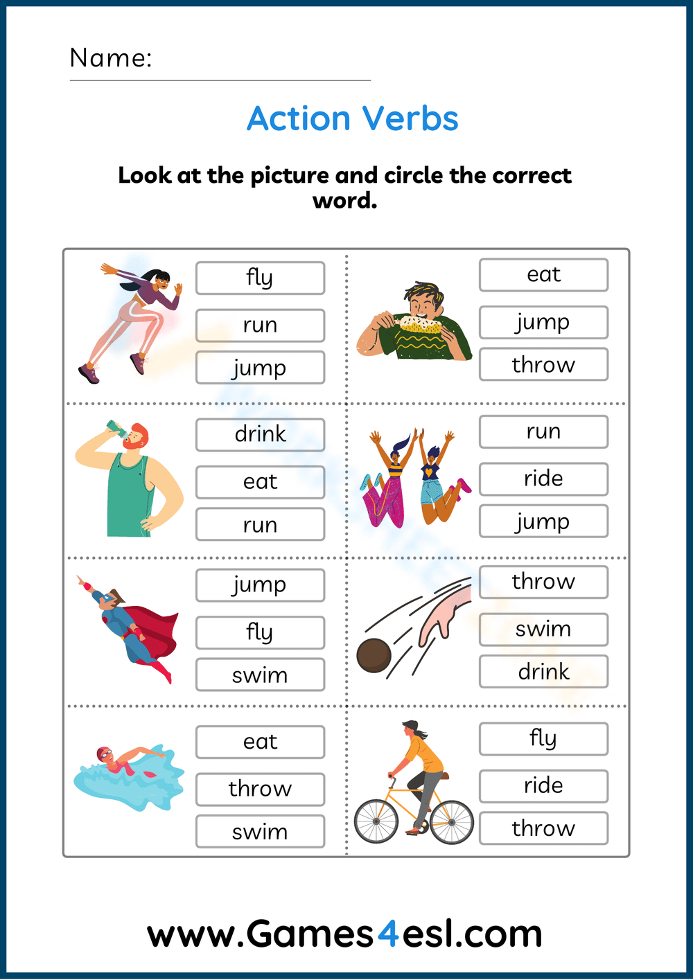 Printable Grade 2 Action Verbs Worksheets Printable Sentences Circle The Verbs Grammar Worksheet For Grade 2 Made By Teachers