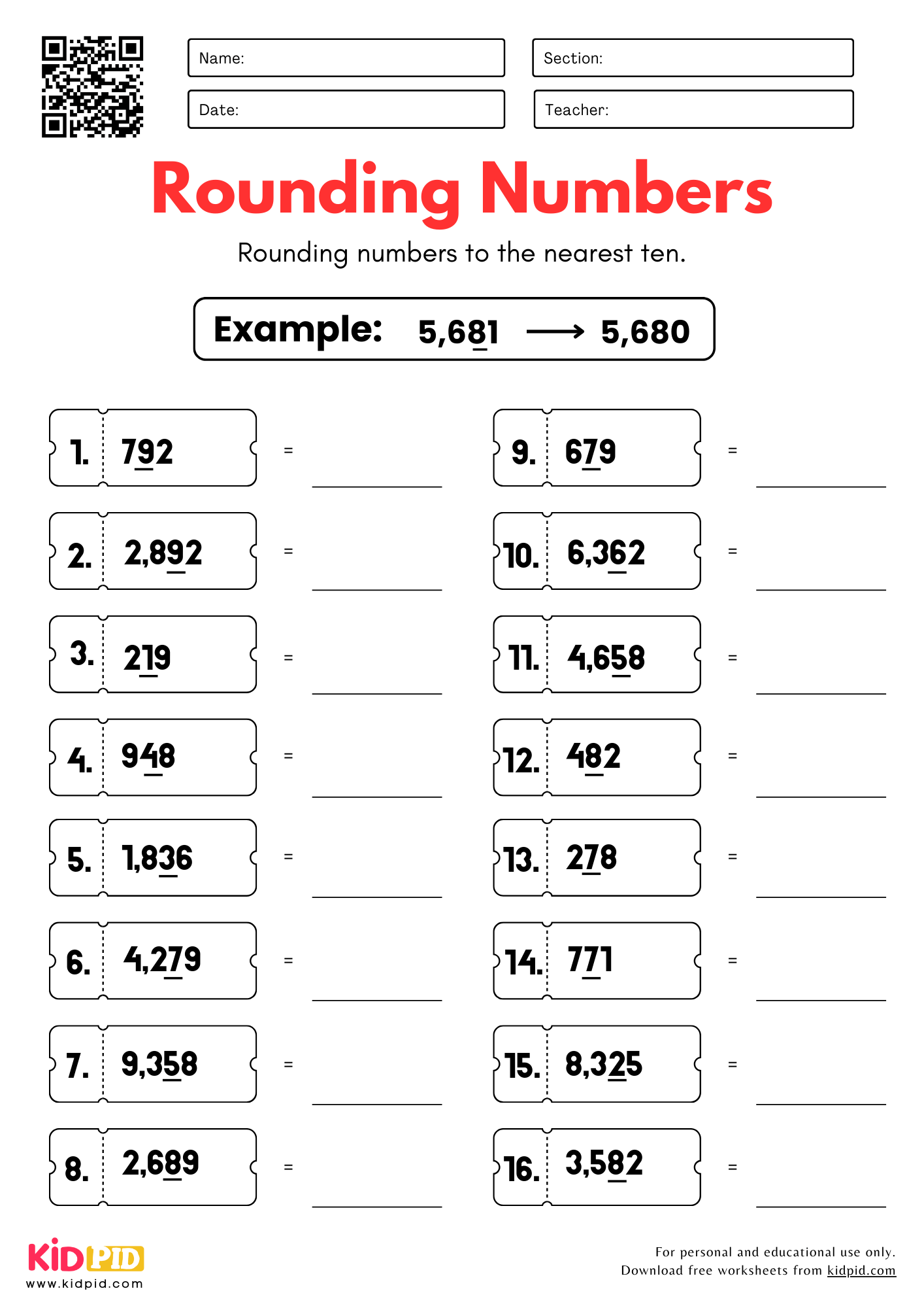 Rounding Numbers To Nearest 10 Worksheet For Grade 5 Kidpid Rounding Numbers To Nearest 10 Worksheet For Grade 5 Kidpid