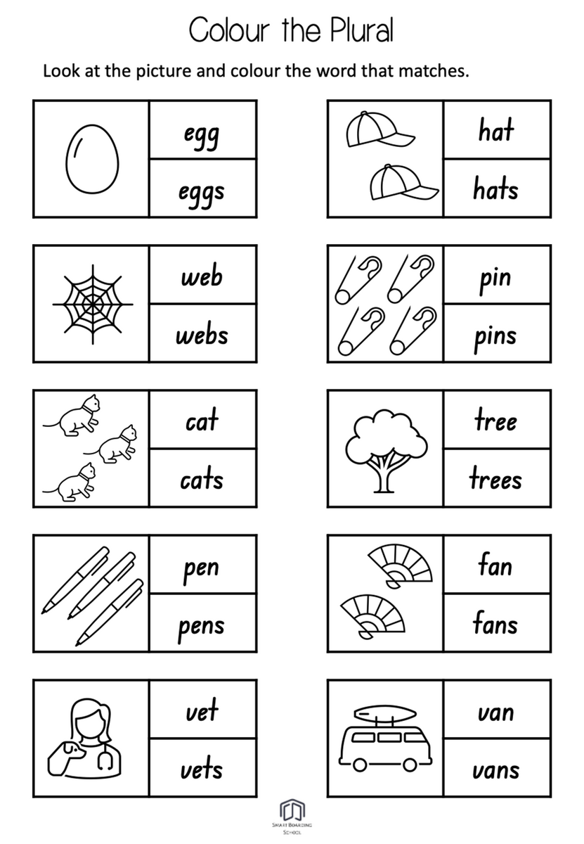Singular And Plural Nouns Worksheets