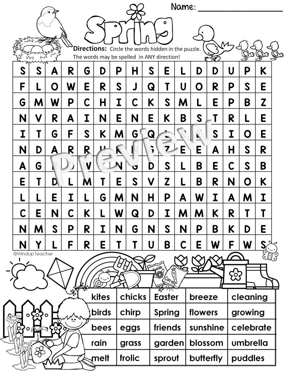 Spring Word Search HARD Puzzle Ready To Go Made By Teachers Spring Word Search HARD Puzzle Ready To Go Made By Teachers