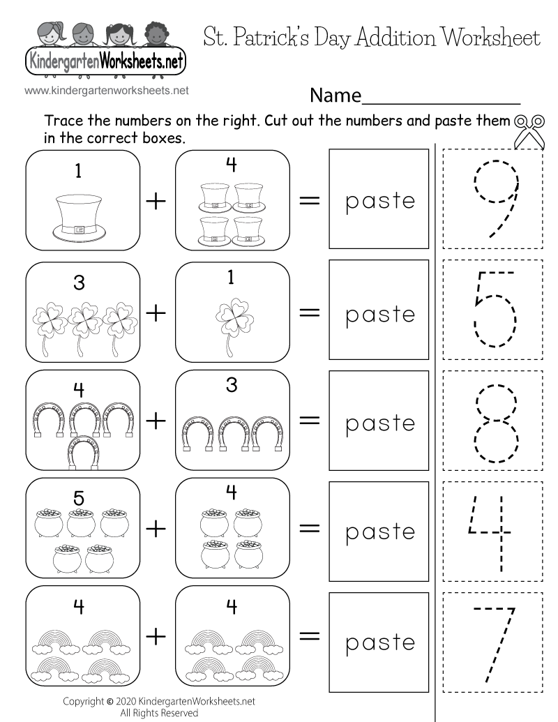 St Patrick S Day Addition Worksheet Free Printable Digital PDF