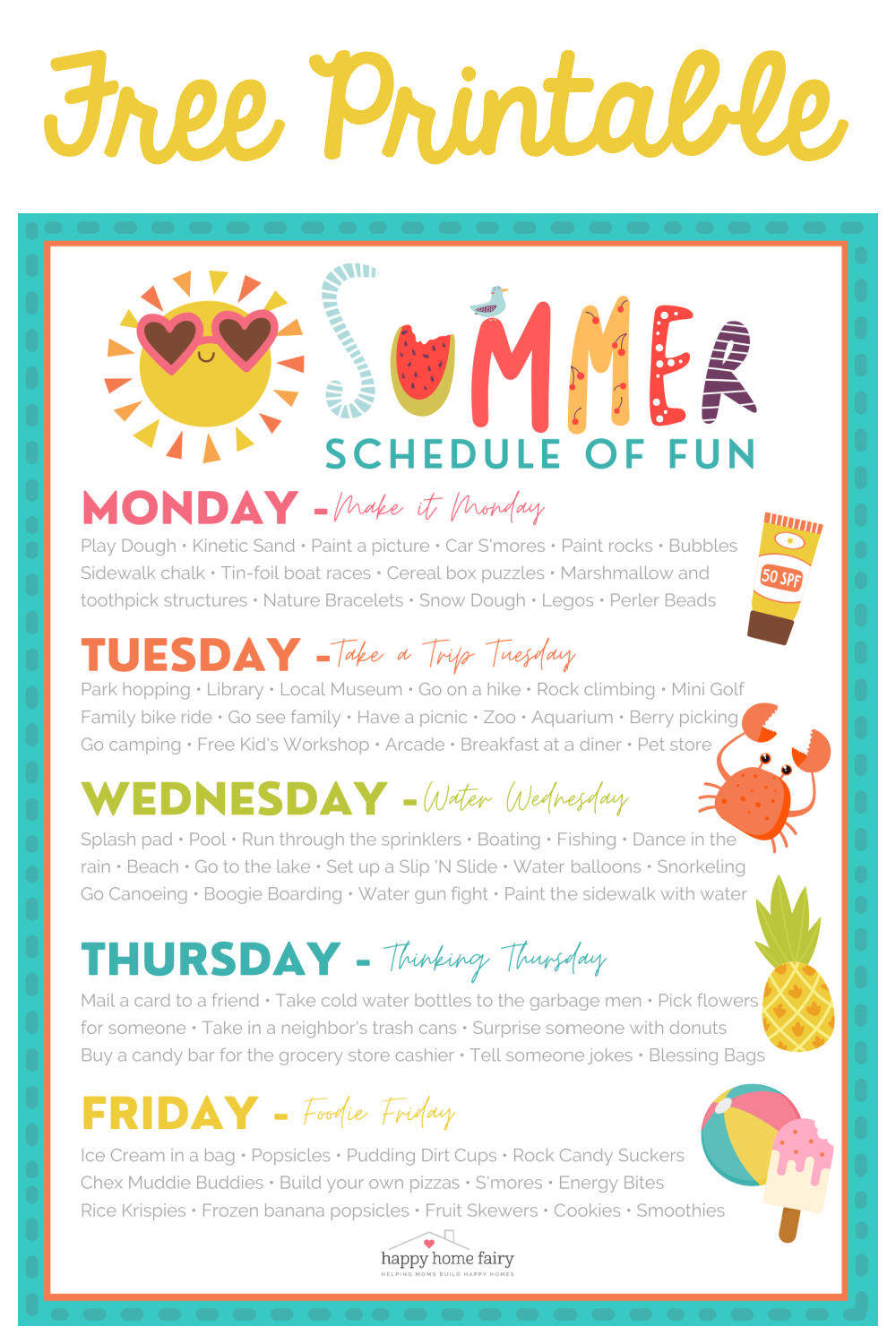 Summer Schedule FREE Printable Happy Home Fairy Summer Schedule FREE Printable Happy Home Fairy