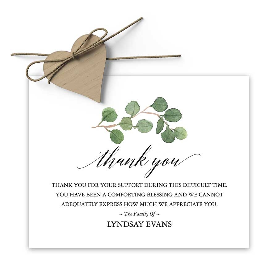 Sympathy Thank You Card Printable Greenery For Life Celebrations