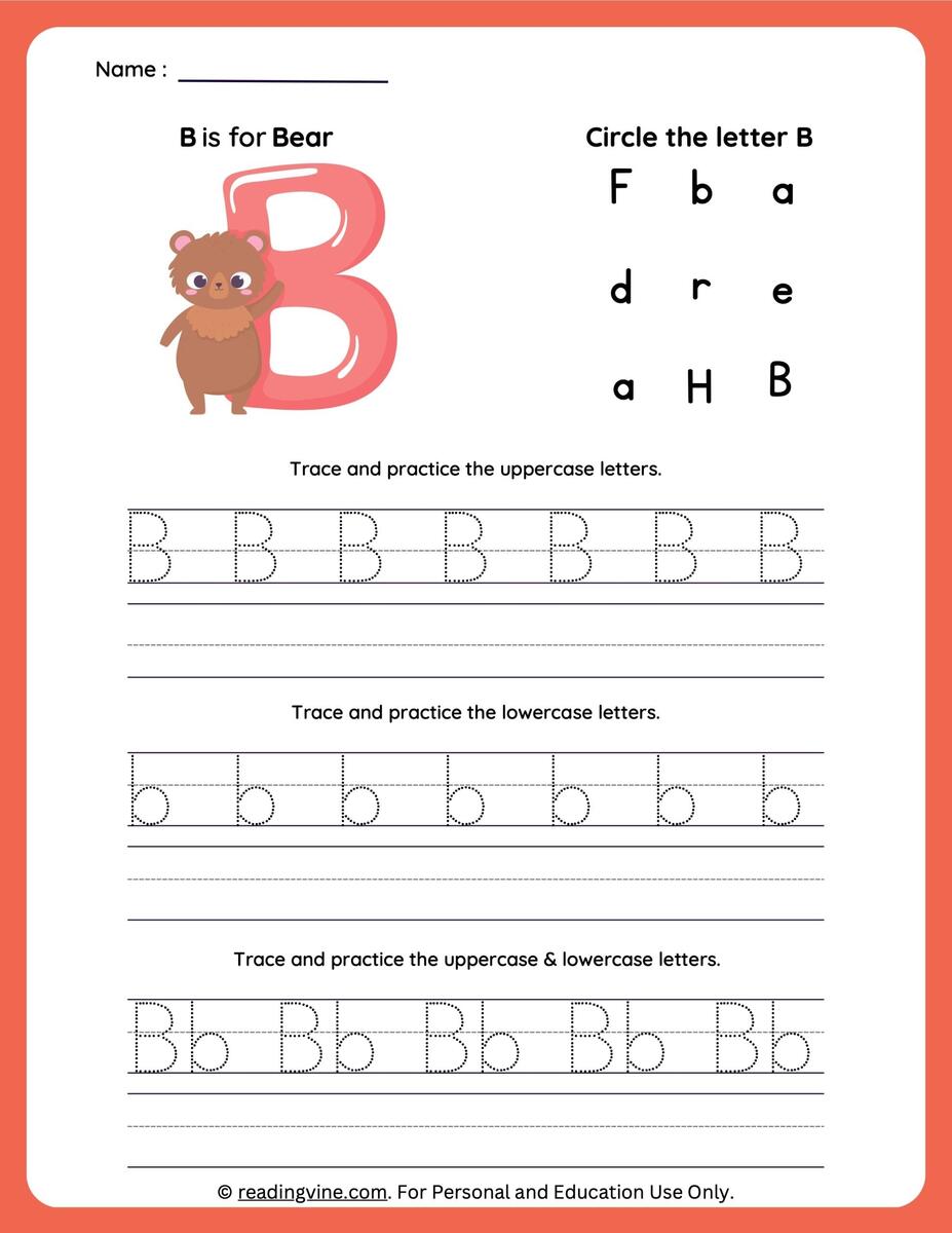 Tracing Letter B Worksheets For Preschool