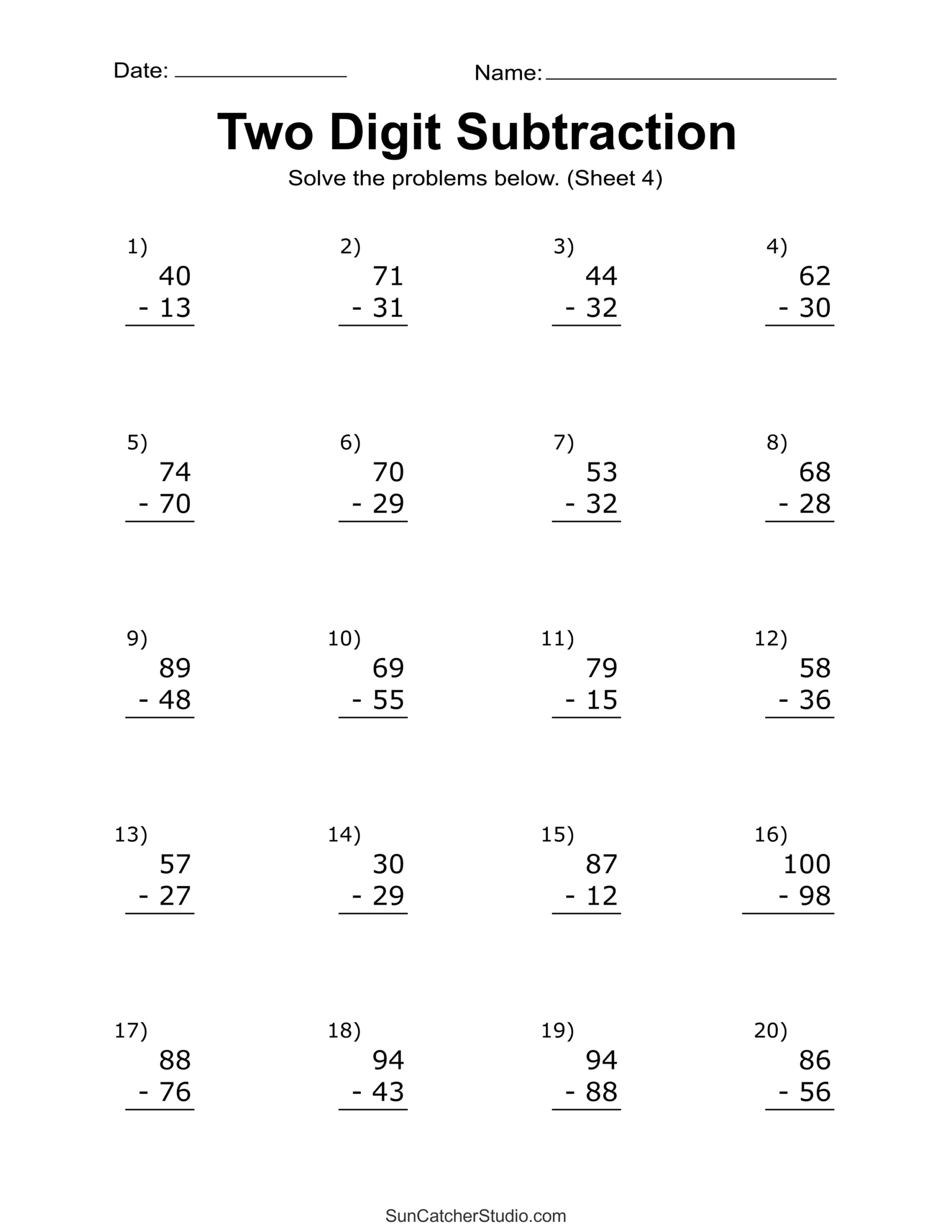 Ice Cream Subtraction Worksheet Free Printable Digital PDF