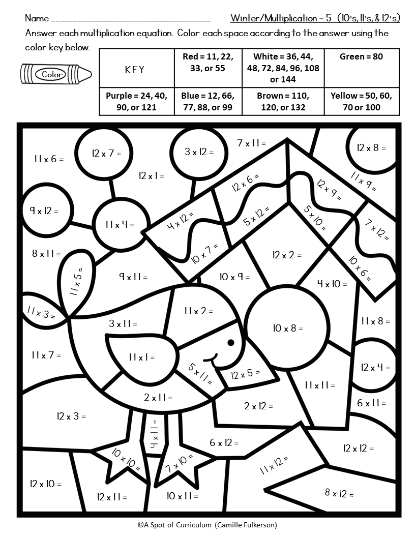 2 Digit Multiplication Color By Number Classful