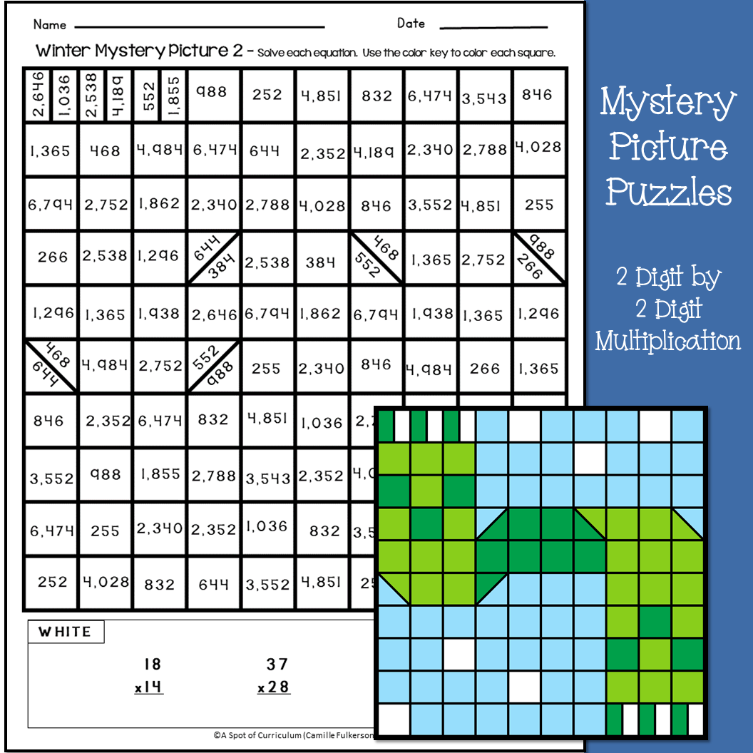 Winter Math Coloring Pages Multiplication And Long Division Mystery Pictures Classful
