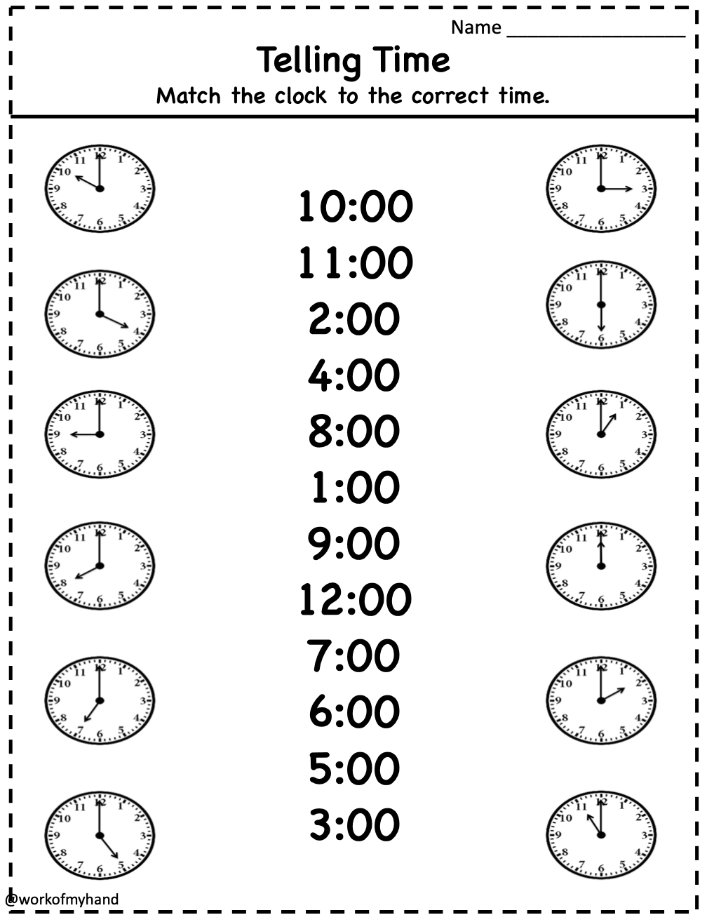 1 MD 3 Telling Time To The Hour Made By Teachers
