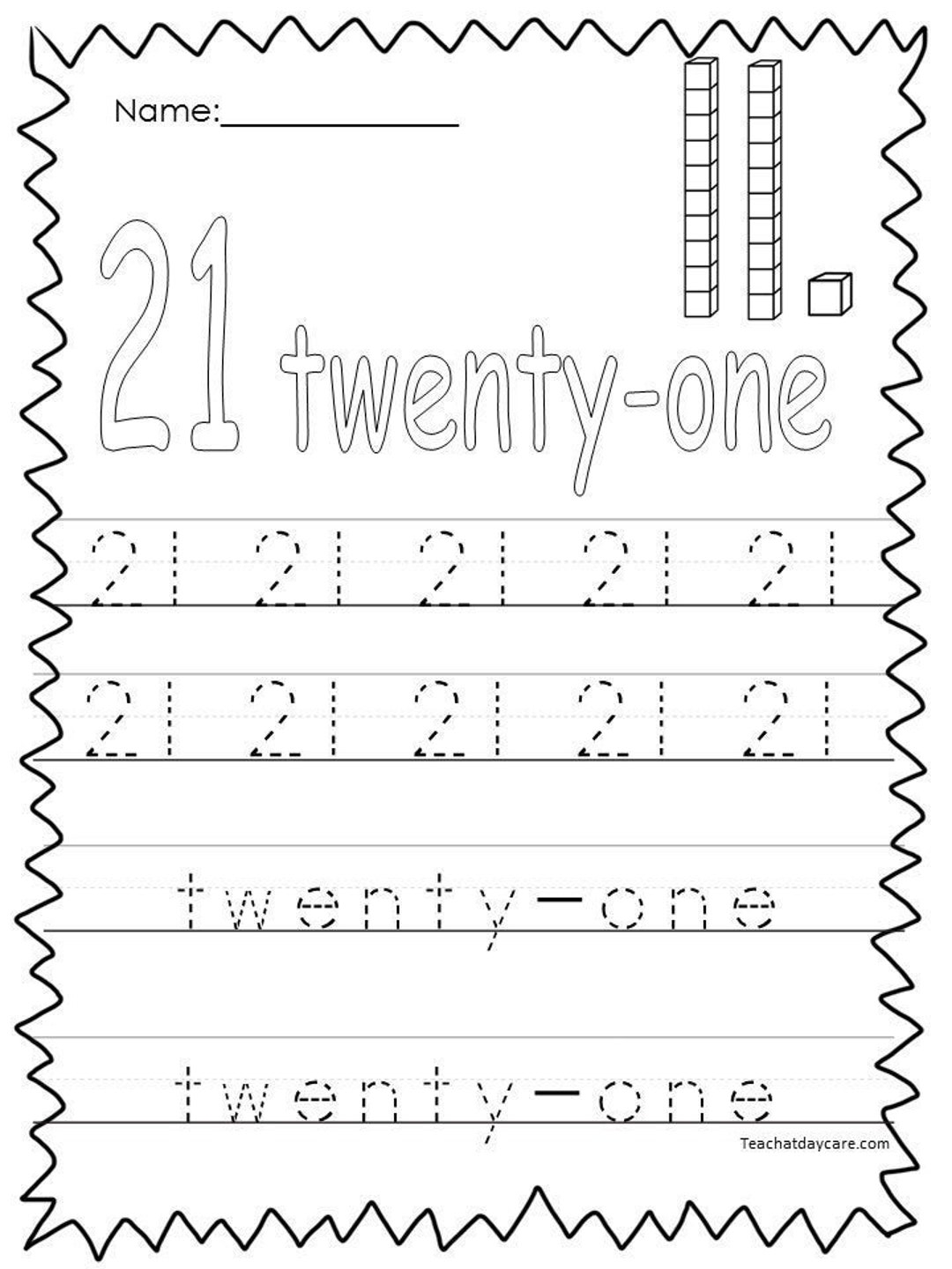 10 Printable Numbers 21 30 Tracing Worksheets Preschool kindergarten Numbers And Counting Etsy