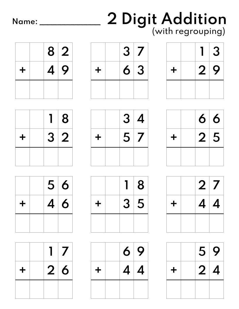 Two Digit Subtraction Worksheets With Regrouping PDF Etsy