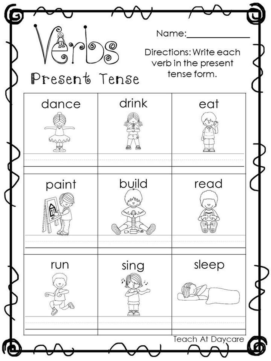 10 Printable Verbs Past And Present Tense Worksheets 1st 2nd Grade ELA Worksheets Etsy