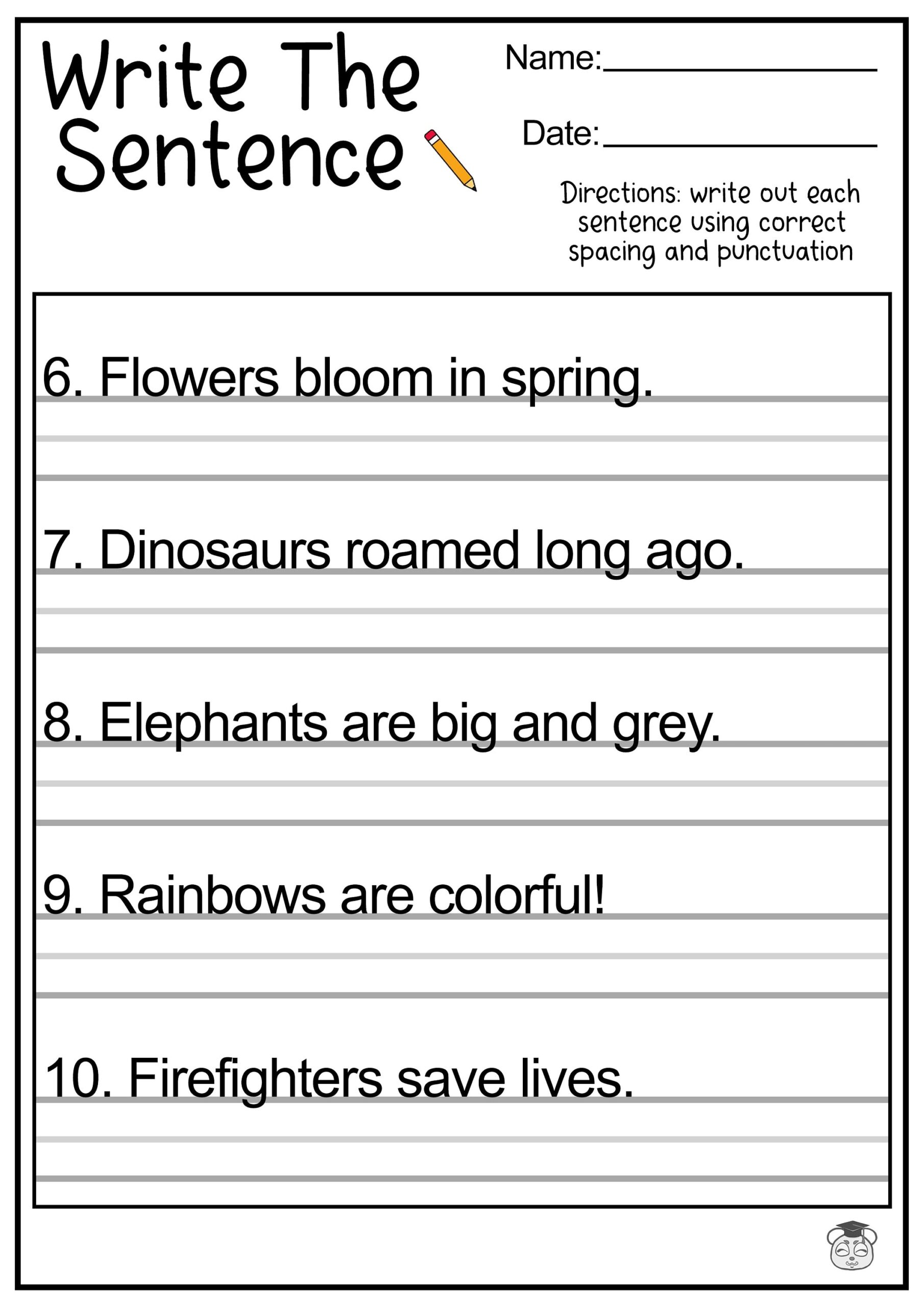11 Printable Sentence Writing English Worksheets Improve Reading And Writing Skills ages 4 7 KG1 To Grade 2 Etsy